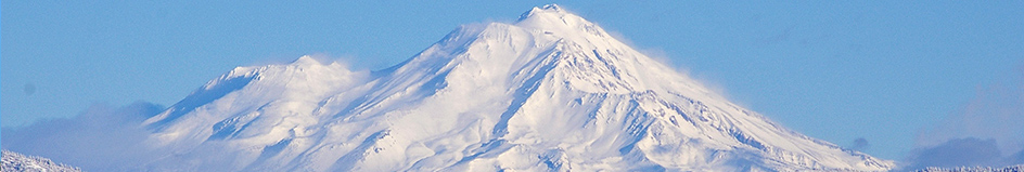 Mount Shasta covered in snow